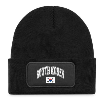 Corée du Sud - Bonnet enfant en polyester recyclé avec patch - noir - Devant
