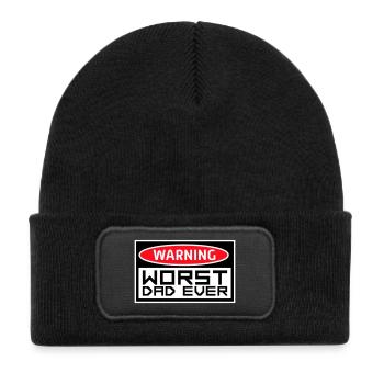 Worst Dad Ever Funny Sarcastic Father's Day Dad - Kids' Recycled Patch Beanie - black - Front