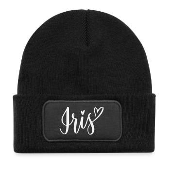 Iris Heart Lettering - Kids' Recycled Patch Beanie - black - Front