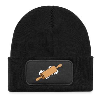 Rolling pin simple icon - Kids' Recycled Patch Beanie - black - Front