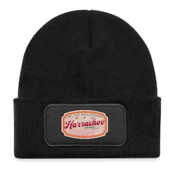 Harrachov Czech Czechia Ski Label Retro - Kids' Recycled Patch Beanie - black - Front