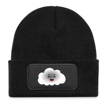 Happy Cloud - Kids' Recycled Patch Beanie - black - Front