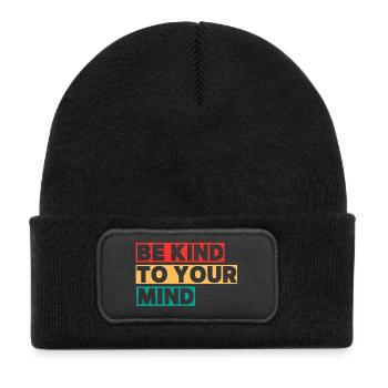 Be Kind To Your Mind - Kids' Recycled Patch Beanie - black - Front