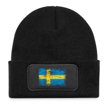 Swedish flag in vintage style - Kids' Recycled Patch Beanie - black - Front