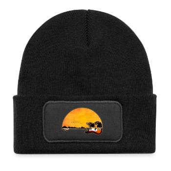 Gitarre Natur - Kinder Recycelter Patch Beanie - Schwarz - Vorne