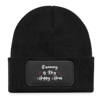 Running is My Happy Hour - Kids' Recycled Patch Beanie - black - Front