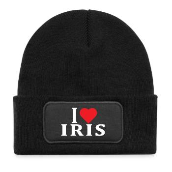 t-shirt I love Iris t-shirt gift idea - Kids' Recycled Patch Beanie - black - Front