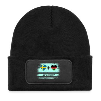 Kenya and Sweden 100% Perfect / Gift - Kids' Recycled Patch Beanie - black - Front