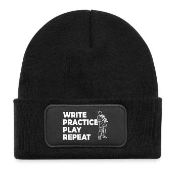 Writing, practicing, playing, repeating - Kids' Recycled Patch Beanie - black - Front