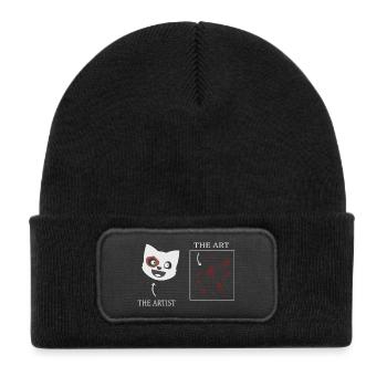 Art félin - Bonnet enfant en polyester recyclé avec patch - noir - Devant