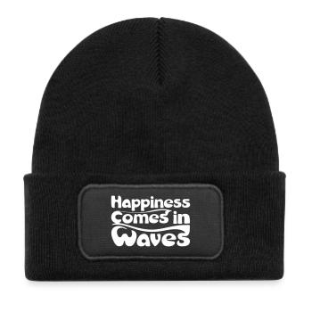Waves of Happiness in Vintage Style - Kids' Recycled Patch Beanie - black - Front