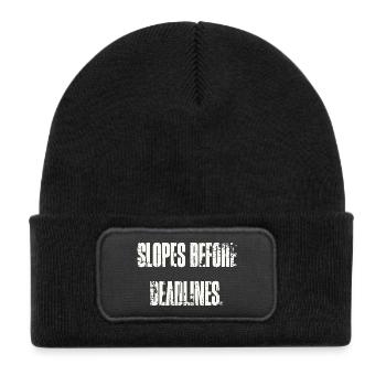 Pentes avant les dates limites - Bonnet enfant en polyester recyclé avec patch - noir - Devant