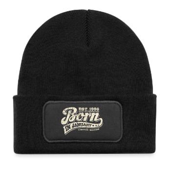 Né en janvier 1996 - Anniversaire - Cadeau - Bonnet enfant en polyester recyclé avec patch - noir - Devant