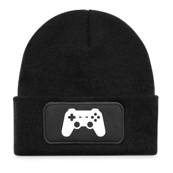 Controller Silhouette Icon - Kinder Recycelter Patch Beanie - Schwarz - Vorne
