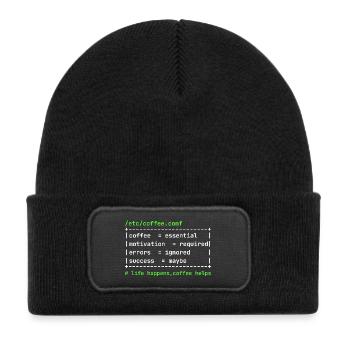 Coffee Config – Developer Kaffee Design - Kids' Recycled Patch Beanie - black - Front