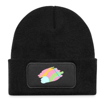 Pastel Abstract Design - Kids' Recycled Patch Beanie - black - Front