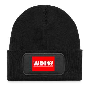 Warning Flexible Embroidery Design - Kids' Recycled Patch Beanie - black - Front