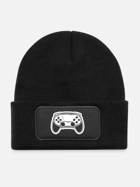 Videospiel Controller Zeichnung - Kinder Recycelter Patch Beanie - Schwarz - Vorne