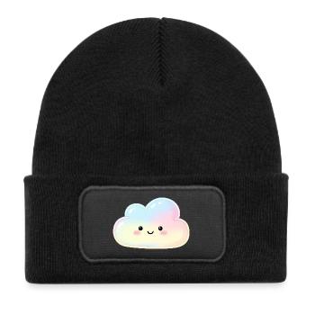 Pastel Cloud with Cute Face Sleep Cloud - Kids' Recycled Patch Beanie - black - Front