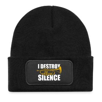 I destroy silence trumpet player - Kids' Recycled Patch Beanie - black - Front