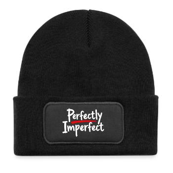 Déclaration parfaitement imparfaite pour l’amour de soi - Bonnet enfant en polyester recyclé avec patch - noir - Devant