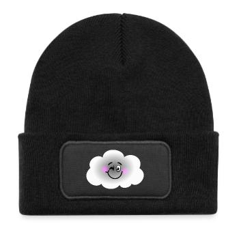 Happy Cloud - Kids' Recycled Patch Beanie - black - Front