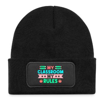 Enseignante de maternelle Classe Mes règles Maternelle - Bonnet enfant en polyester recyclé avec patch - noir - Devant