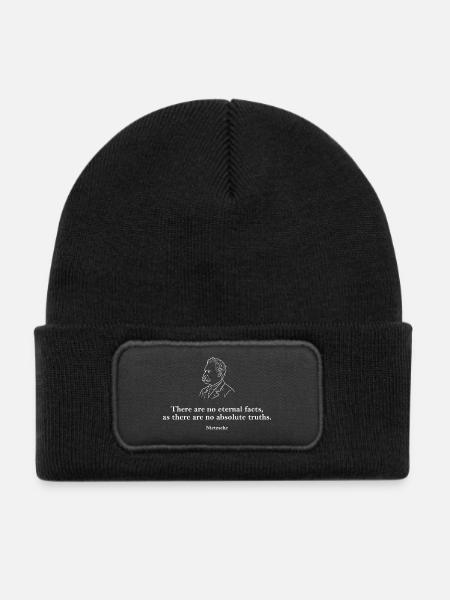 Nietzsche-Zitat: Keine ewigen Fakten - Kinder Recycelter Patch Beanie - Schwarz - Vorne
