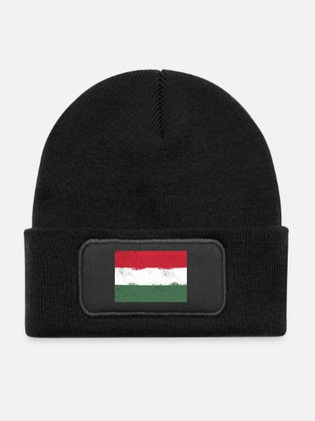 Flagge von Ungarn - Kinder Recycelter Patch Beanie - Schwarz - Vorne