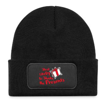 Most Likely to Shake the Presents Christmas Fun - Kids' Recycled Patch Beanie - black - Front