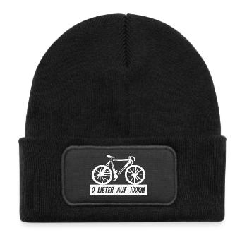 Null Liter - Kinder Recycelter Patch Beanie - Schwarz - Vorne