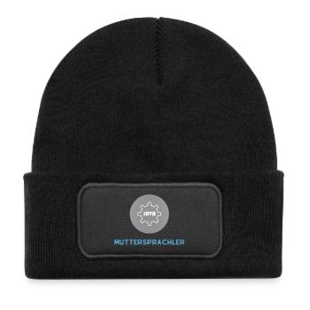 Native speaker: JavaScript Edition - Kids' Recycled Patch Beanie - black - Front