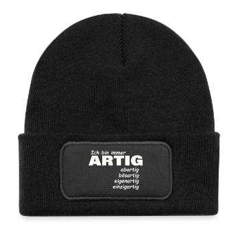 good - Kids' Recycled Patch Beanie - black - Front