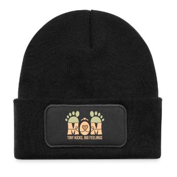 Tiny Kicks, Big Feelings – A Mother's Bond - Kids' Recycled Patch Beanie - black - Front