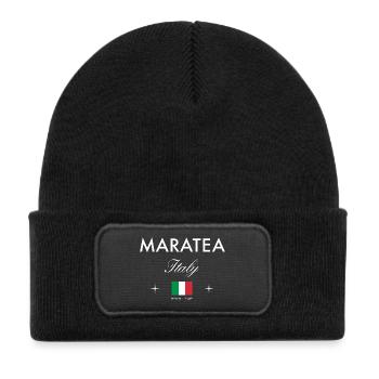 Souvenir de voyage des coordonnées Maratea Italy - Bonnet enfant en polyester recyclé avec patch - noir - Devant