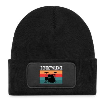 Drummer Drummer I destroy silence - Kids' Recycled Patch Beanie - black - Front