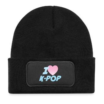 Ich liebe K-Pop - Kinder Recycelter Patch Beanie - Schwarz - Vorne