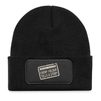 Every Folder Tells a Story - Kids' Recycled Patch Beanie - black - Front