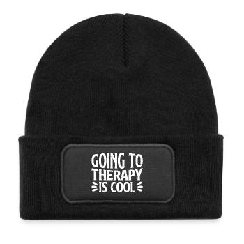 going to therapy is cool - Kids' Recycled Patch Beanie - black - Front