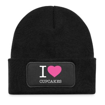 I LOVE CUPCAKES - Kids' Recycled Patch Beanie - black - Front