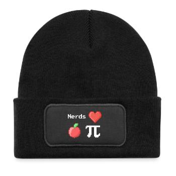 Nerds Love Apple Pi Pi Pi Sayings Math Pixel - Kids' Recycled Patch Beanie - black - Front