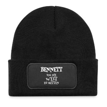 Sauveur Bennett - Bonnet enfant en polyester recyclé avec patch - noir - Devant
