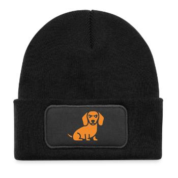 Dachshund Dog Flat Design - Kids' Recycled Patch Beanie - black - Front