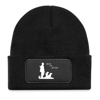 Friday for Hunting - Hunting motif with hunter & dog - Kids' Recycled Patch Beanie - black - Front