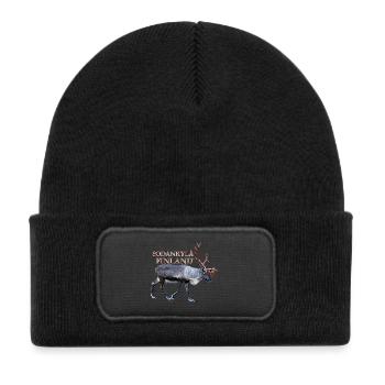 Sodankyla - Bonnet enfant en polyester recyclé avec patch - noir - Devant