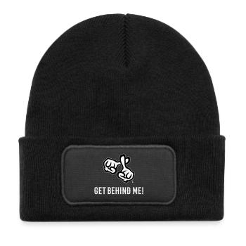 Get Behind Me! (Cross / Bible / Religion / NEG 2C) - Kids' Recycled Patch Beanie - black - Front