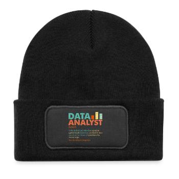 Data Analyst Retro Farbblöcke - Kinder Recycelter Patch Beanie - Schwarz - Vorne