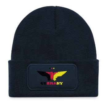 Allemagne Adler Allemagne de couleur - Bonnet enfant en polyester recyclé avec patch - bleu marine - Devant