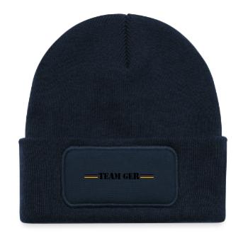 Équipe Allemagne Allemagne Allemagne - Bonnet enfant en polyester recyclé avec patch - bleu marine - Devant