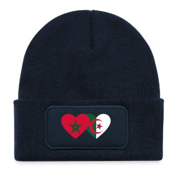 Maroc Algérie Drapeau Coeur - Bonnet enfant en polyester recyclé avec patch - bleu marine - Devant